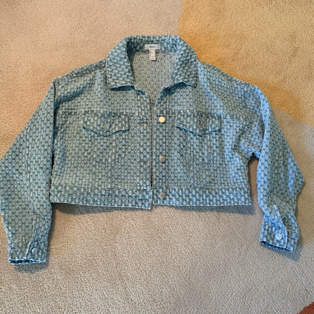 Forever 21 Light Blue Textured Jacket